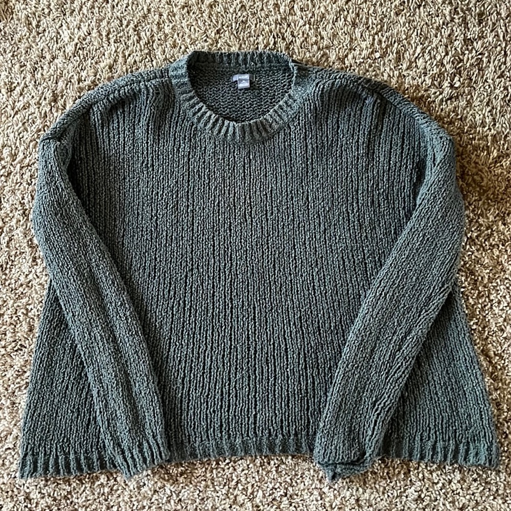 Sage Green Aerie Cable-knit Sweater